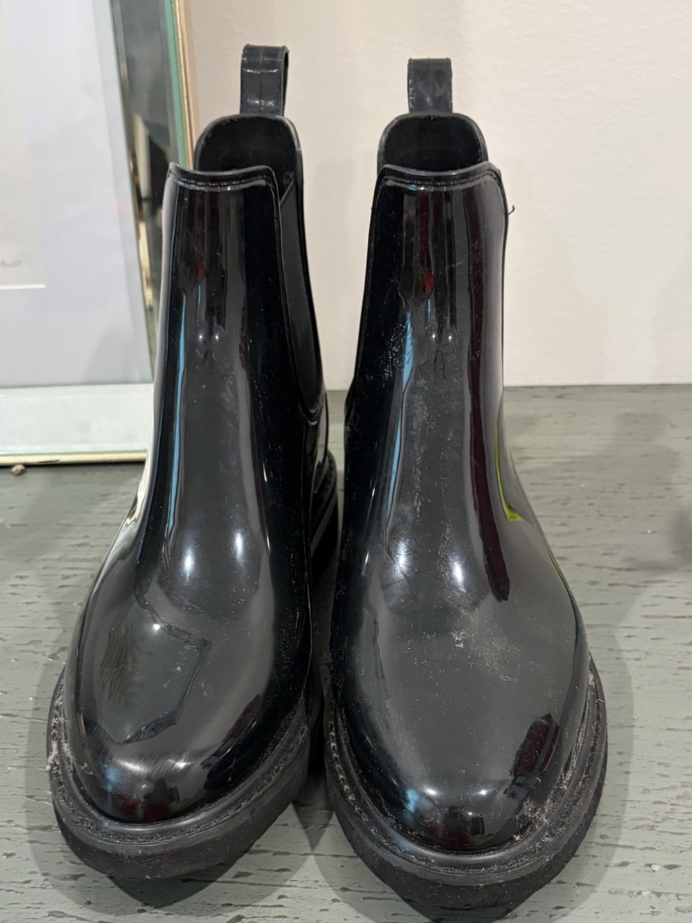 Roma Black Gloss Waterproof Chelsea Boots